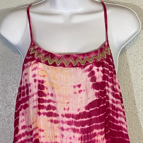 🆕 Free People Pink Lightweight Gauze Tie-Dye High/Low Dress - Picture 3 of 10